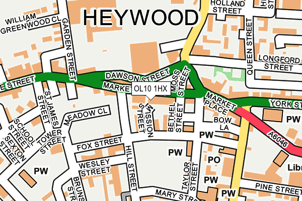 Map of DIXY CHICKEN HEYWOOD LTD at local scale