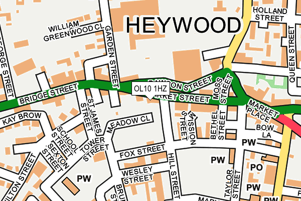 OL10 1HZ map - OS OpenMap – Local (Ordnance Survey)