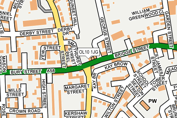 OL10 1JG map - OS OpenMap – Local (Ordnance Survey)