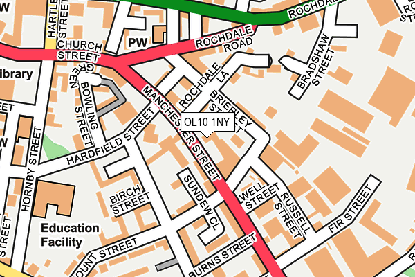 OL10 1NY map - OS OpenMap – Local (Ordnance Survey)