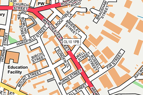 OL10 1PB map - OS OpenMap – Local (Ordnance Survey)