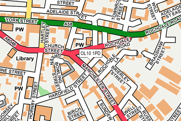 OL10 1PD map - OS OpenMap – Local (Ordnance Survey)