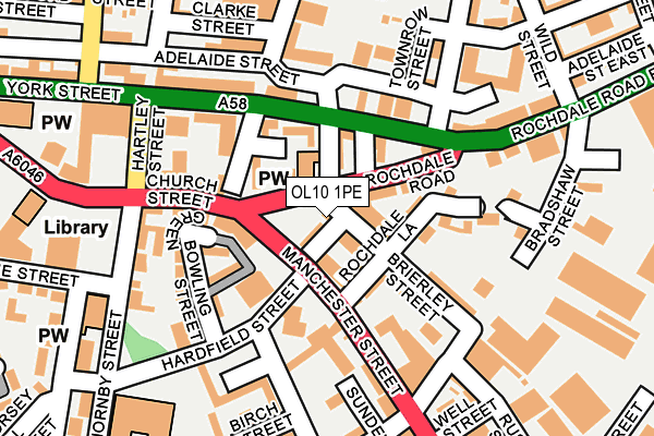 OL10 1PE map - OS OpenMap – Local (Ordnance Survey)