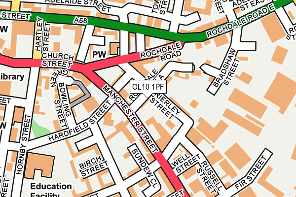 OL10 1PF map - OS OpenMap – Local (Ordnance Survey)