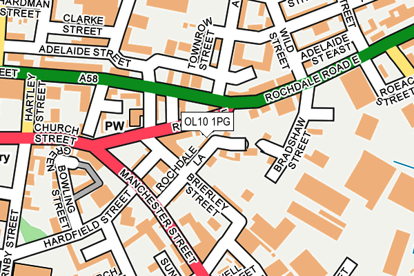 OL10 1PG map - OS OpenMap – Local (Ordnance Survey)