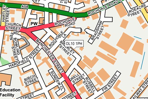 OL10 1PH map - OS OpenMap – Local (Ordnance Survey)