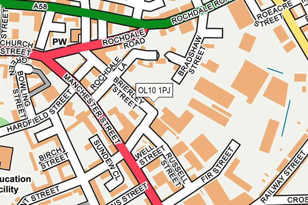 OL10 1PJ map - OS OpenMap – Local (Ordnance Survey)