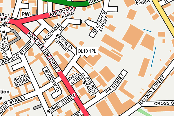 OL10 1PL map - OS OpenMap – Local (Ordnance Survey)