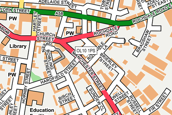 OL10 1PS map - OS OpenMap – Local (Ordnance Survey)