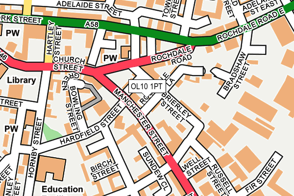 OL10 1PT map - OS OpenMap – Local (Ordnance Survey)