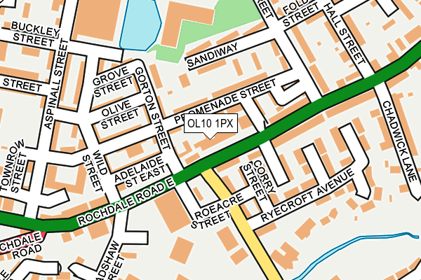 OL10 1PX map - OS OpenMap – Local (Ordnance Survey)