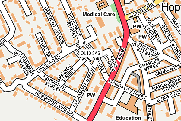 OL10 2AS map - OS OpenMap – Local (Ordnance Survey)