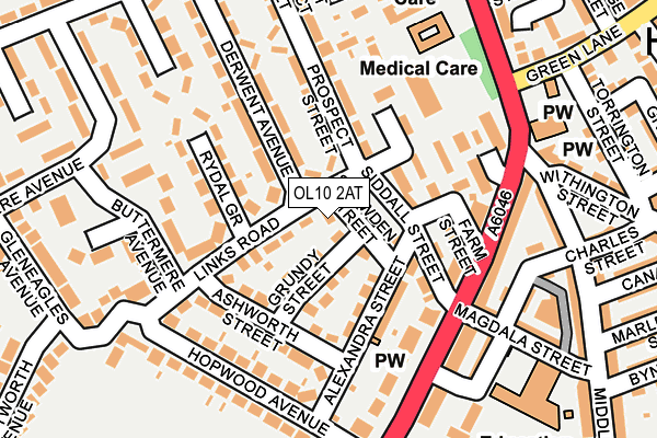 OL10 2AT map - OS OpenMap – Local (Ordnance Survey)