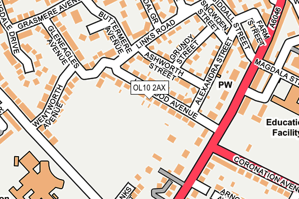 OL10 2AX map - OS OpenMap – Local (Ordnance Survey)