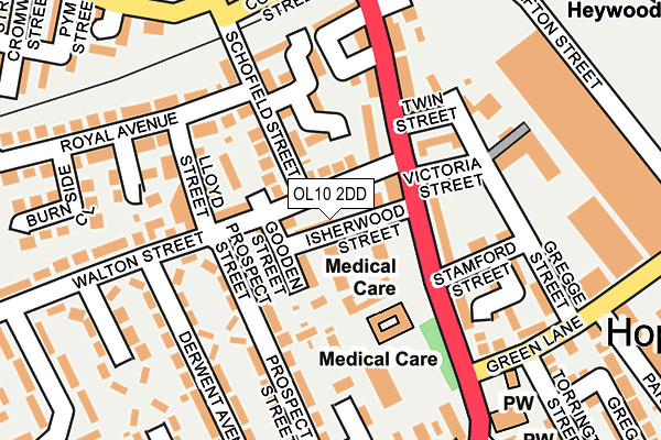 OL10 2DD map - OS OpenMap – Local (Ordnance Survey)