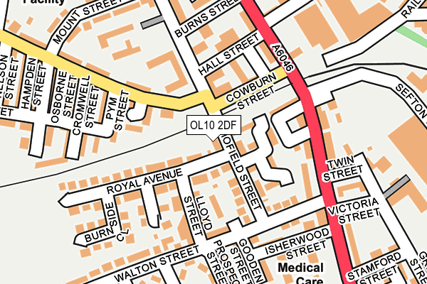OL10 2DF map - OS OpenMap – Local (Ordnance Survey)