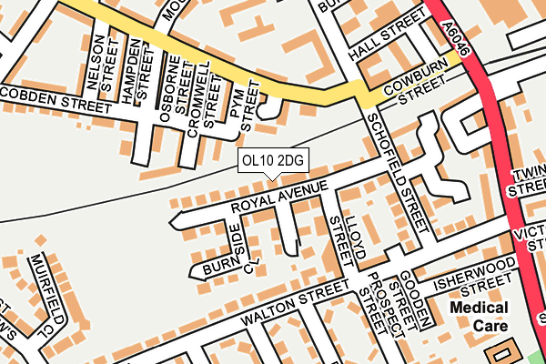 OL10 2DG map - OS OpenMap – Local (Ordnance Survey)