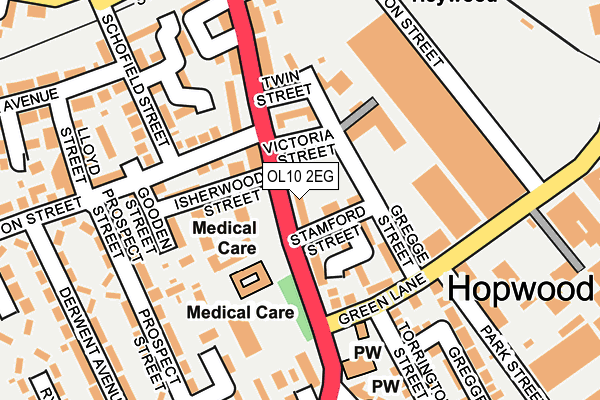 OL10 2EG map - OS OpenMap – Local (Ordnance Survey)