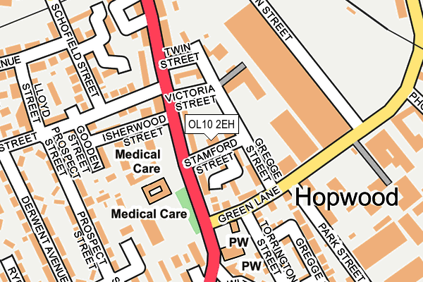 OL10 2EH map - OS OpenMap – Local (Ordnance Survey)