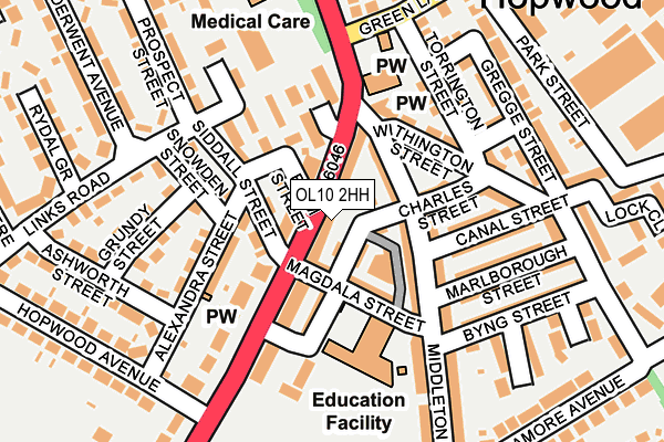 OL10 2HH map - OS OpenMap – Local (Ordnance Survey)