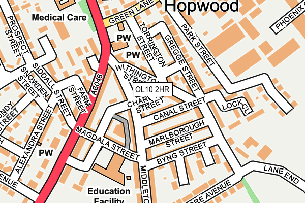 OL10 2HR map - OS OpenMap – Local (Ordnance Survey)