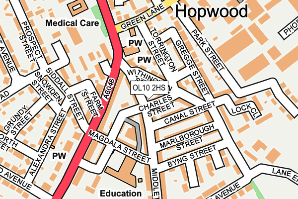 OL10 2HS map - OS OpenMap – Local (Ordnance Survey)