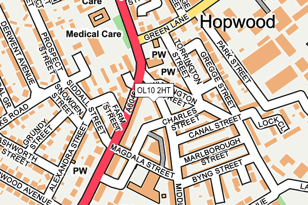 OL10 2HT map - OS OpenMap – Local (Ordnance Survey)