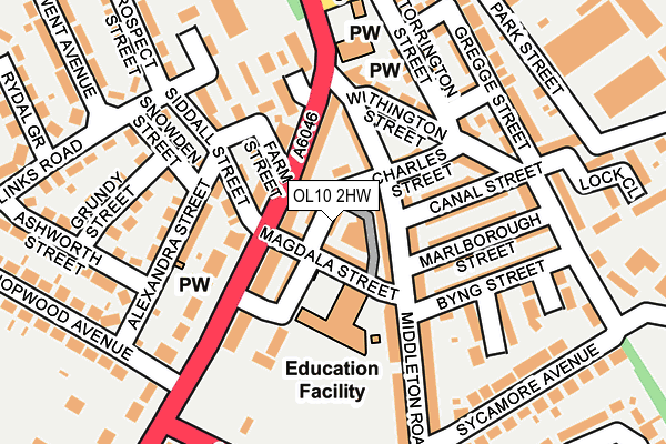 OL10 2HW map - OS OpenMap – Local (Ordnance Survey)