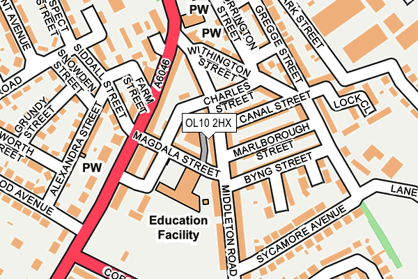 OL10 2HX map - OS OpenMap – Local (Ordnance Survey)