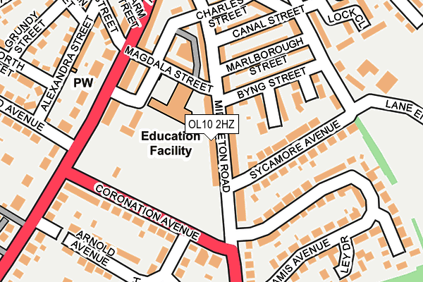 OL10 2HZ map - OS OpenMap – Local (Ordnance Survey)