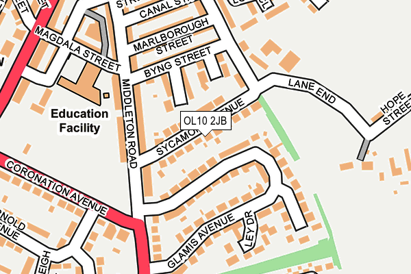 OL10 2JB map - OS OpenMap – Local (Ordnance Survey)