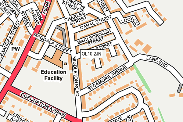 OL10 2JN map - OS OpenMap – Local (Ordnance Survey)