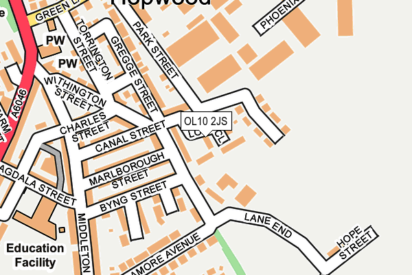 OL10 2JS map - OS OpenMap – Local (Ordnance Survey)