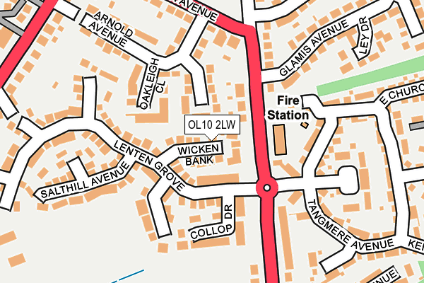 OL10 2LW map - OS OpenMap – Local (Ordnance Survey)