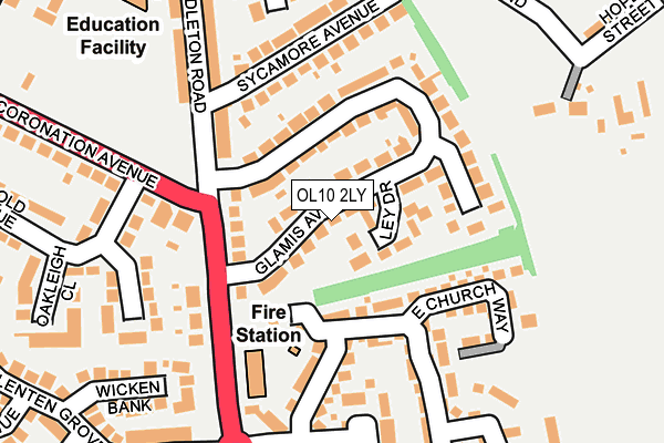 OL10 2LY map - OS OpenMap – Local (Ordnance Survey)