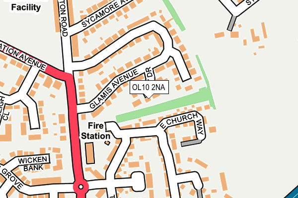 OL10 2NA map - OS OpenMap – Local (Ordnance Survey)