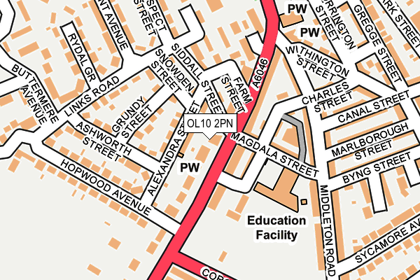 OL10 2PN map - OS OpenMap – Local (Ordnance Survey)