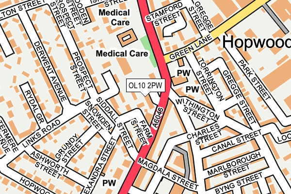 OL10 2PW map - OS OpenMap – Local (Ordnance Survey)