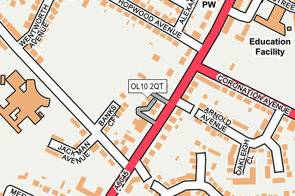 OL10 2QT map - OS OpenMap – Local (Ordnance Survey)