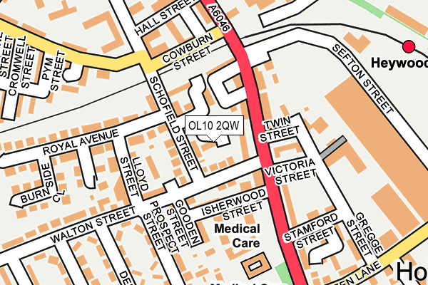 OL10 2QW map - OS OpenMap – Local (Ordnance Survey)