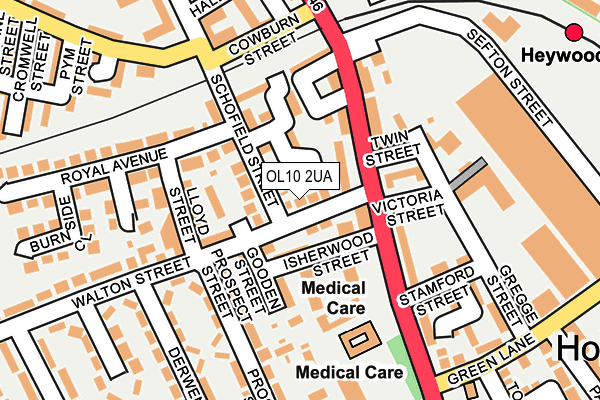 OL10 2UA map - OS OpenMap – Local (Ordnance Survey)