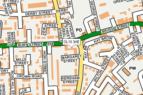 OL10 3HE map - OS OpenMap – Local (Ordnance Survey)