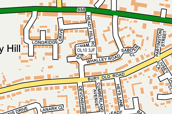 OL10 3JF map - OS OpenMap – Local (Ordnance Survey)