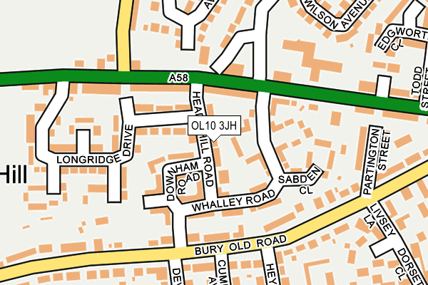 OL10 3JH map - OS OpenMap – Local (Ordnance Survey)