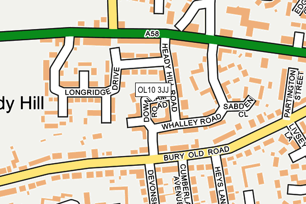 OL10 3JJ map - OS OpenMap – Local (Ordnance Survey)