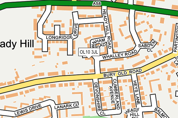 OL10 3JL map - OS OpenMap – Local (Ordnance Survey)