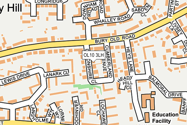 OL10 3LH map - OS OpenMap – Local (Ordnance Survey)