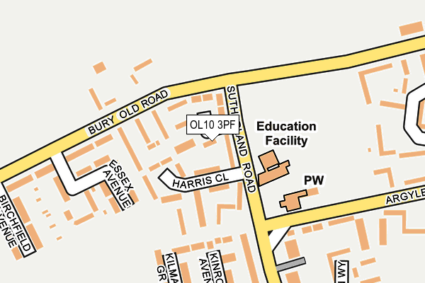 OL10 3PF map - OS OpenMap – Local (Ordnance Survey)