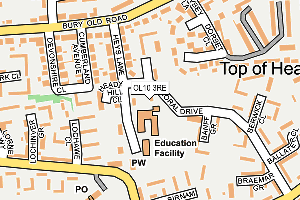 OL10 3RE map - OS OpenMap – Local (Ordnance Survey)