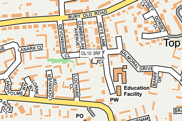 OL10 3RF map - OS OpenMap – Local (Ordnance Survey)